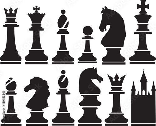 Chess Pieces' Silhouette: The silhouette of the chess pieces, each meticulously crafted, stands in stark contrast. The image highlights the individual power of each piece.