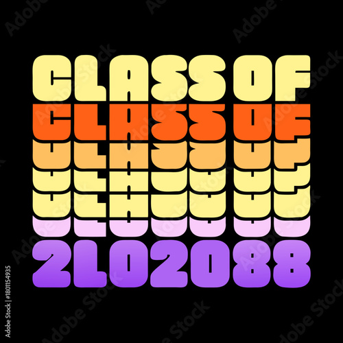Class of 2028 stacked text graphic with black background Keywords: class of 2028, graduation