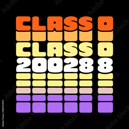 Class of 2028 stacked text and bars graphic with black background Keywords: class of 2028