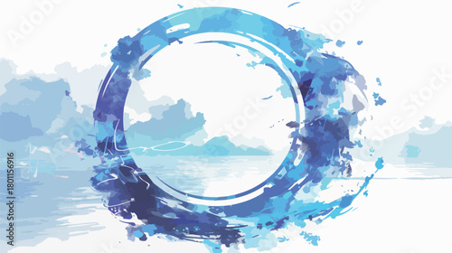 This vibrant vector illustration features a dynamic blue watercolor splash forming a perfect circle, symbolizing nature's tranquility.