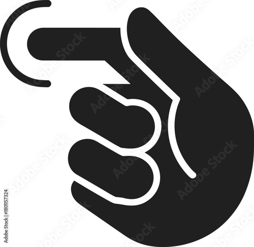 Finger snap icon, hand snapping fingers gesture, black glyph, simple vector, flick, click, tap, magic, easy, isolated.