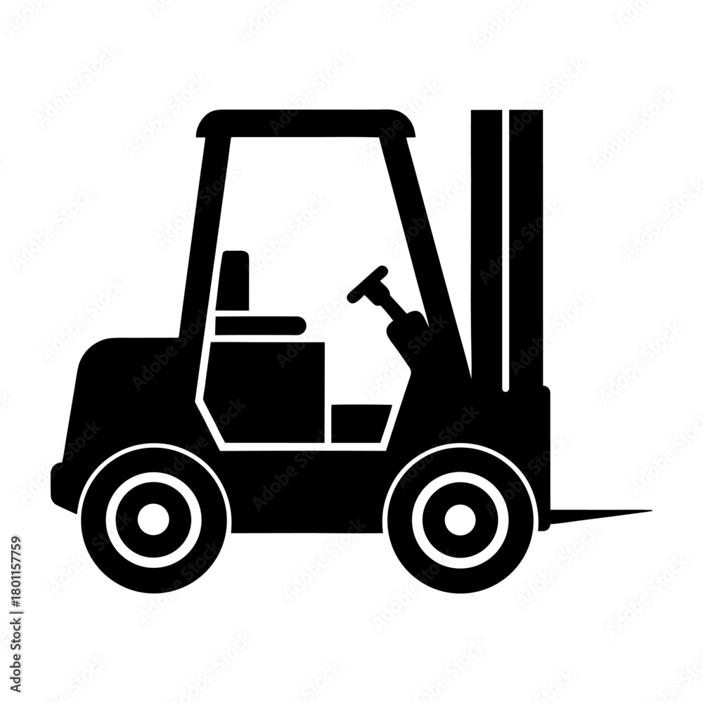 Fototapeta premium Heavy Duty Forklift Truck Silhouette Graphic on White.