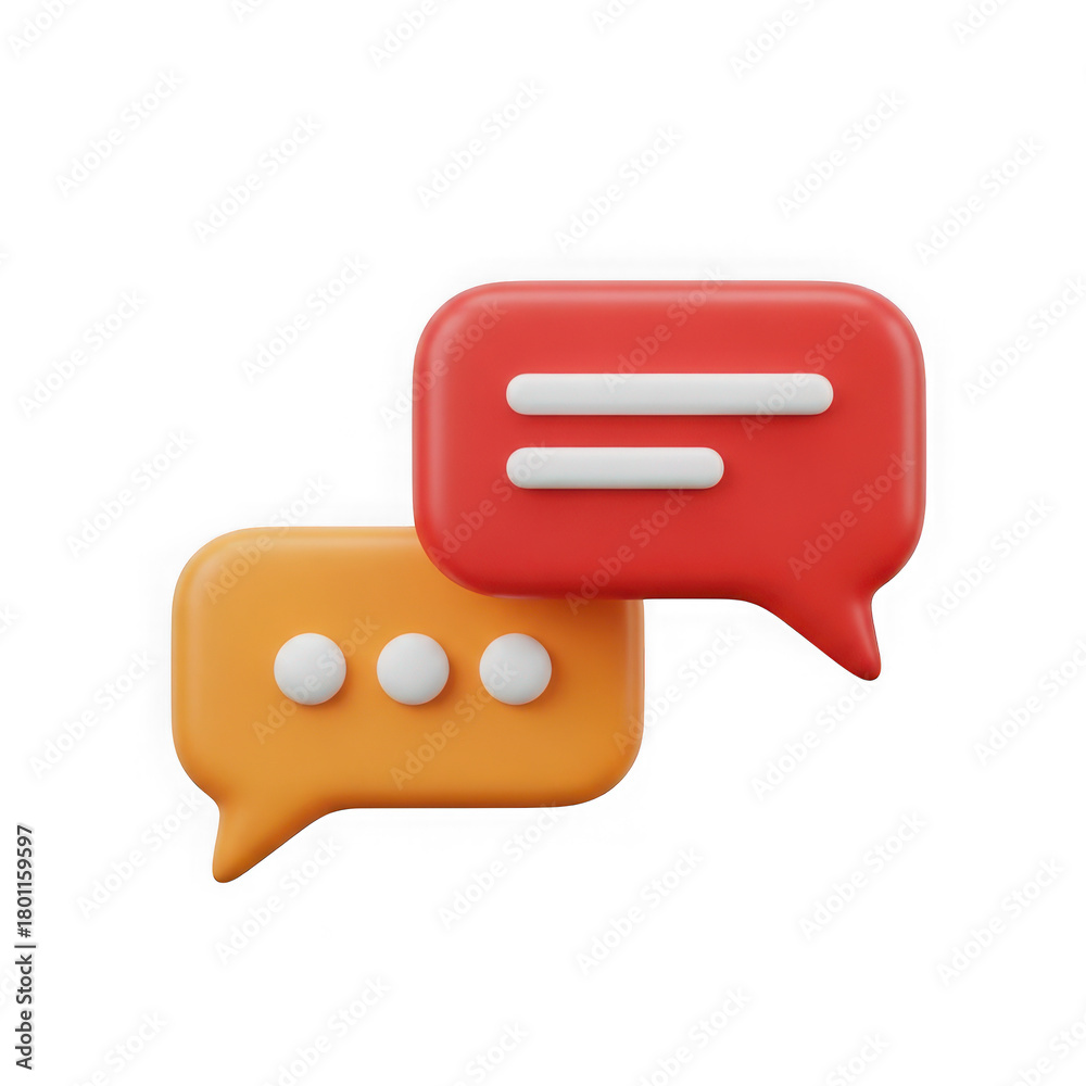 Fototapeta premium 3d chat bubbles icon representing online communication, messaging, and dialogue isolated on transparent background