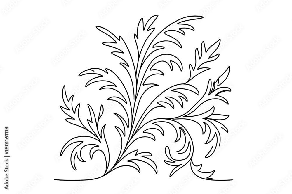 Obraz premium Winter Frost Filigree. Winter Frost. Minimalistic one-line drawing close-up of ice filigree on window,