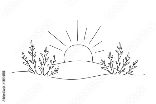 Frozen Morning Elegance. Frozen Morning. Minimalistic one-line drawing thin frost layer illuminated by light,