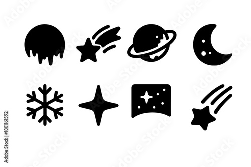 Frozen Cosmos Icons. Frozen Cosmos. Filled icon set of Frozen Cosmos: icy planet, star trail, frozen ring,