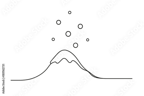 Minimalist Snow Drawing. Frozen Moment. Minimalistic one-line drawing snow caught midair in stillness,