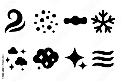 Frozen Mist Icons. Frozen Mist. Filled icon set of Frozen Mist: light swirl, icy particles, glow wave, frost
