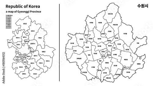 Foto 경기도 수원시 지도 / Suwon City Map, Gyeonggi-do, South Korea