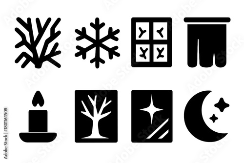 Frosted Glass Icon Set. Frosted Glass. Filled icon set of Frosted Glass: ice pattern, snowflake, window pane,