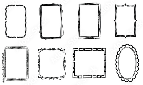 Collection of decorative frames in various styles for design projects, invitations, and art
