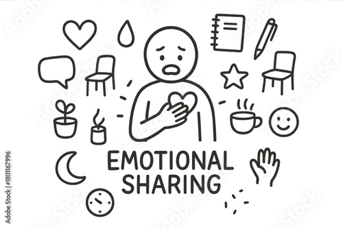 Emotional Sharing Doodle. Emotional Sharing. Hand-drawn doodle illustration of Emotional Sharing. In the