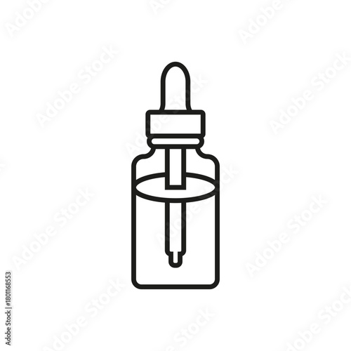Pipette outline vector icon with dropper bottle. Line art isolated illustration on a white background.