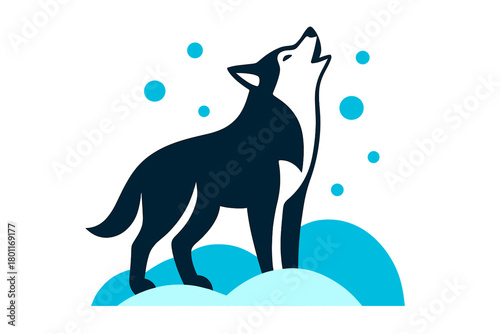 Geometric Howling Husky. Husky Howling. Flat minimalist vector illustration of a Husky Howling. A silhouette