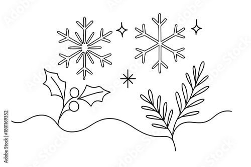 Frosted Typography Elegance. Crystal frost typography. Minimalistic one-line drawing holiday-themed letter