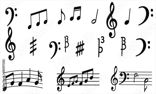 Collection of Musical Symbols Clefs, Notes, and Symbols for Music Education and Composition