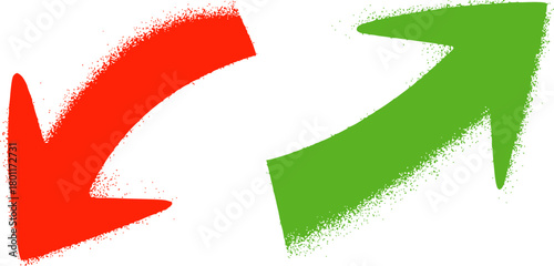Red green arrows spray paint vector