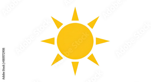 Simple yellow sun graphic symbol for summer weather application and design element isolated PNG with Transparent Background