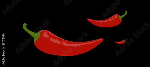 Red hot chilli peppers, Pile of peppers chilli with clipping path. Vector