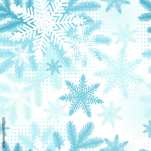 Seamless Snowflake Pattern on White Background. Not AI, vector illustration.