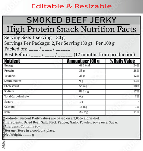 Smoked Beef Jerky High Protein Snack Nutrition Facts