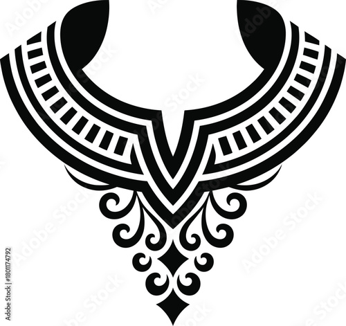 Decorative geometric tribal art neckline graphic element vector