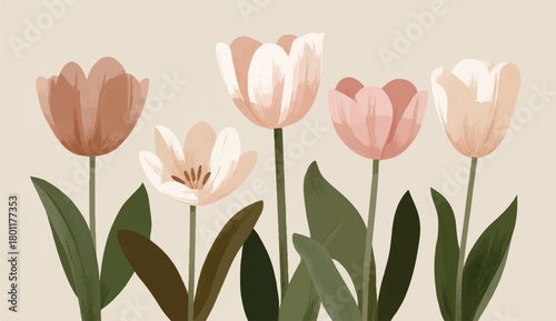 Beautiful and decorative tulip flower illustration with vintage and elegant style