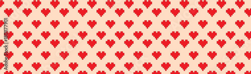 red heart pixel, pattern on a pink background