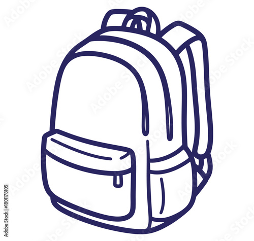 Simple line art illustration of a backpack for education and back to school concepts