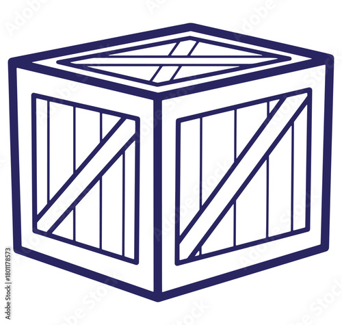 Vector illustration of a wooden crate for shipping transportation storage and packaging