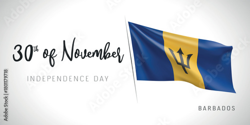 Barbados independence day vector banner, greeting card.