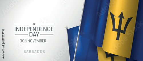 Barbados happy independence day greeting card, banner vector illustration