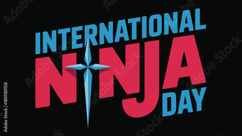 International Ninja Day with Bold Typography and Ninja Star Graphic