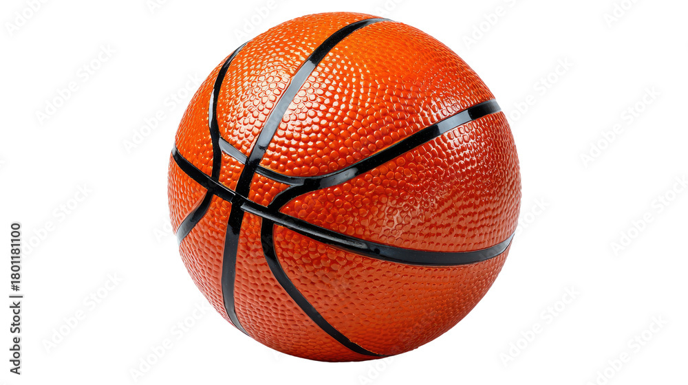 Fototapeta premium Basketball with Black Lines: This image showcases a vibrant basketball, perfectly round with classic black lines, ideal for sports enthusiasts and athletic content.