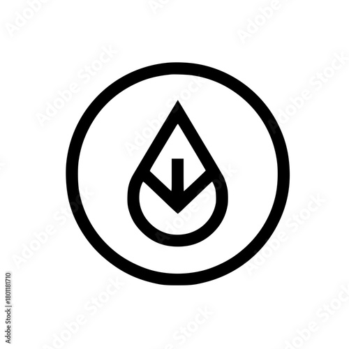 Free Download Vector illustration of water droplet icon with downward arrow symbol representing download direction and navigation concept - GFXLoad