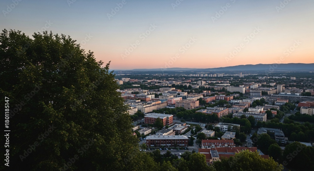 Obraz premium a view of a city from a hill