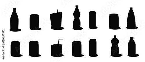 drinks in bottles and cans cartoon aluminum glass