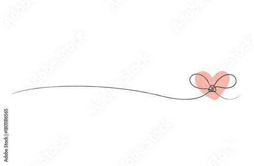 蝶々結びの紐のような一筆書き飾りライン