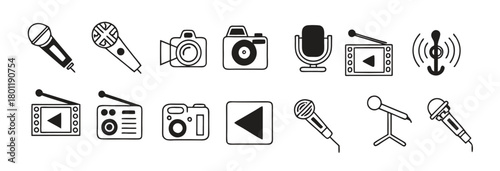 Flat Icons of Media and Audio Equipment