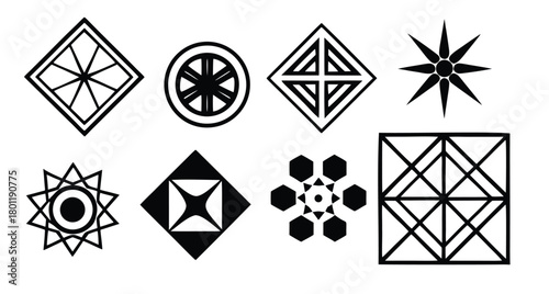 geometric symbols collection featuring celtic knots stars