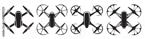 Four Black and White Drone Silhouettes