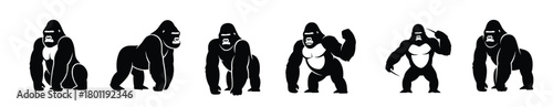 gorilla silhouette set illustration