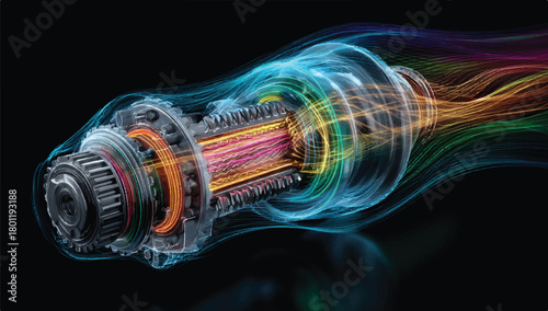 Innovative transmission with energy flow visualization and dynamic color streams
