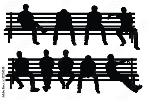 group sitting men vector illustration