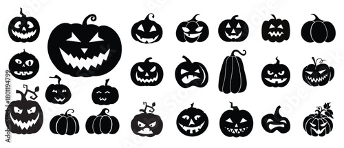 halloween silhouettes black icons and characters trumpkin