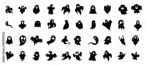 halloween silhouettes black icons and characters trumpkin