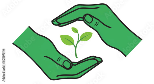 Hands Surrounding a Delicate Seedling: A Symbol of Care, Growth, and Environmental Stewardship.