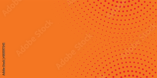 Dots halftone orange color pattern gradient texture with technology digital background. Dots pop art comics vector eps10