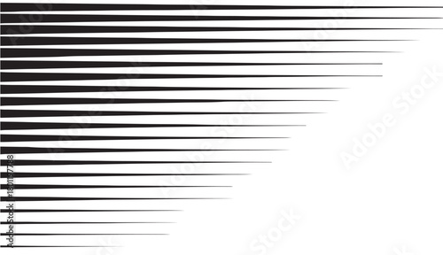 Horizontal line pattern. From thin line to thick. Parallel straight lines monochrome pattern geometric texture. Black streak. Faded dynamic backdrop. Vector illustration
