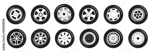 Hubcaps silhouettevector illustration.